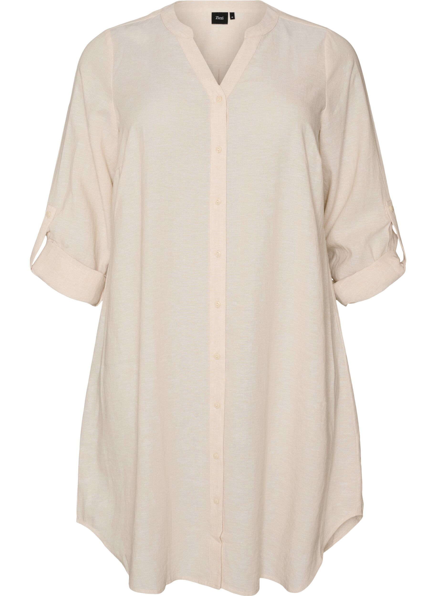 Lange Bluse aus Leinen und Viskose
