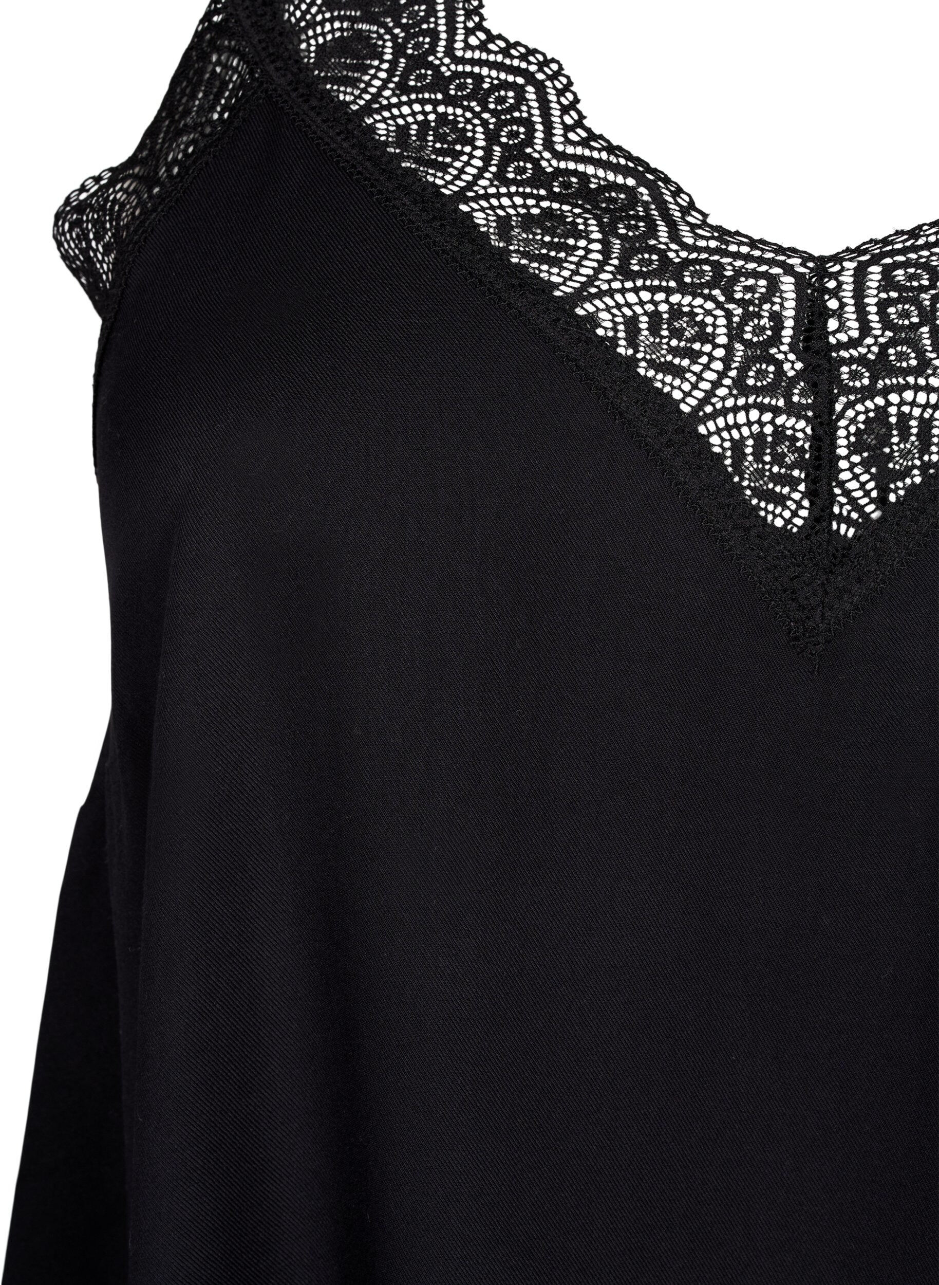 Zizzi Tr&auml;gerkleid aus Viskose mit Spitze, Black, Packshot image number 2