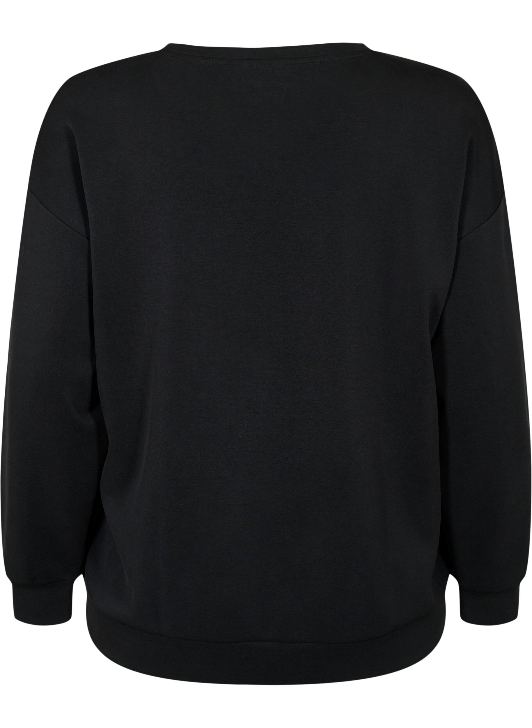 Zizzi Sweatshirt mit Textdruck, Black, Packshot image number 1