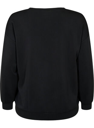 Sweatshirt mit Textdruck, Black, Packshot image number 1