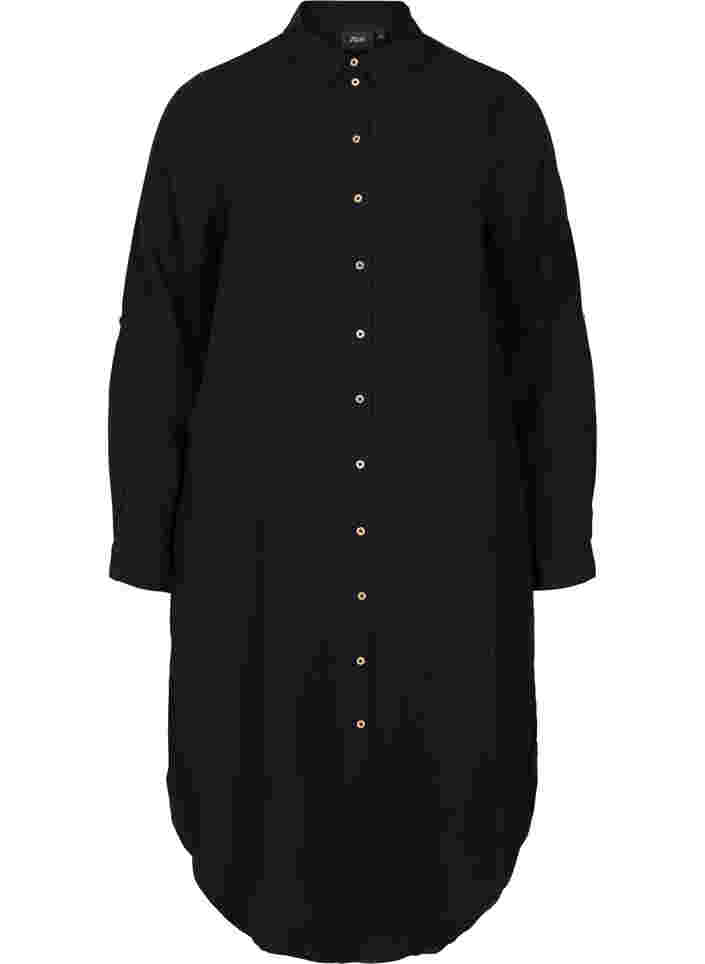 Langes Hemdkleid aus Viskose, Black, Packshot image number 0