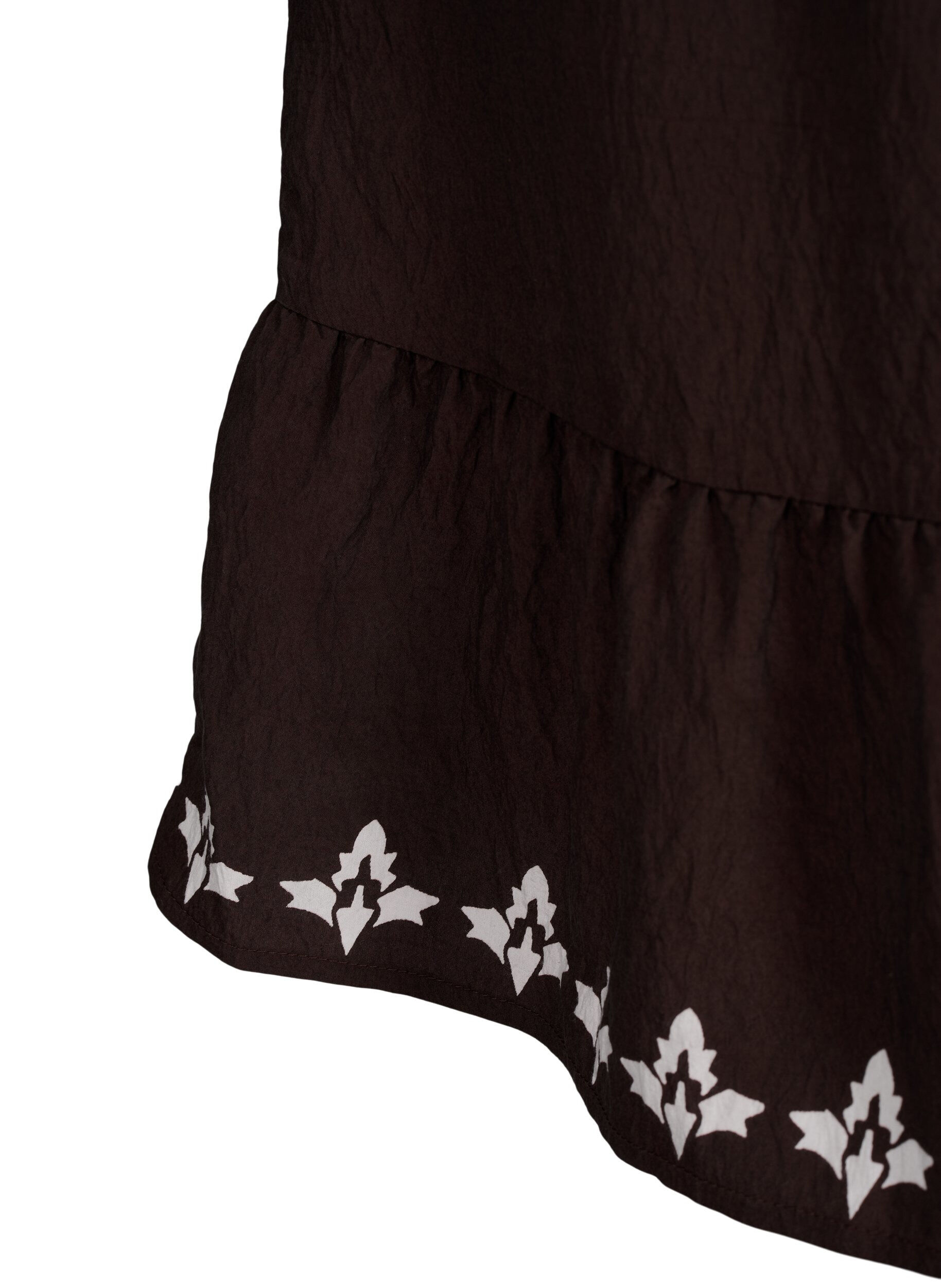 Zizzi Lang&auml;rmeliges Viskosekleid mit Muster, Braun, Packshot image number 3