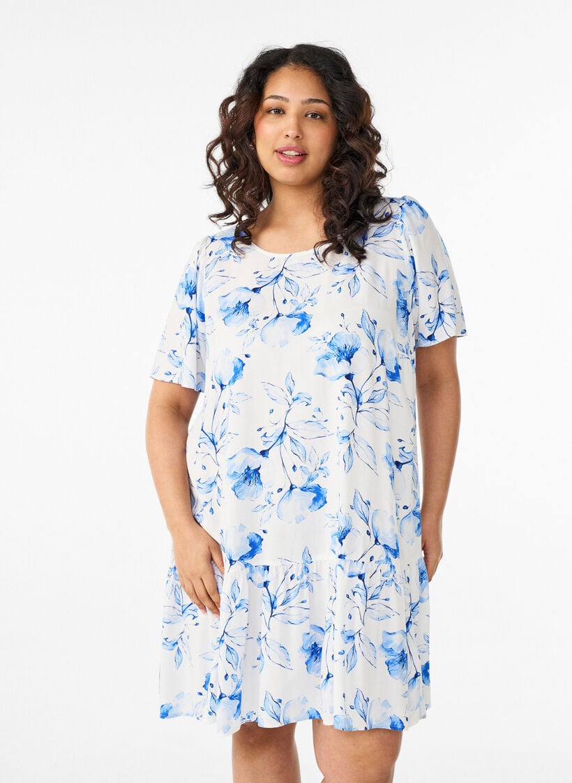 Kleid aus Viskose mit Schnittlinie, Wei&szlig;, Model image number 0
