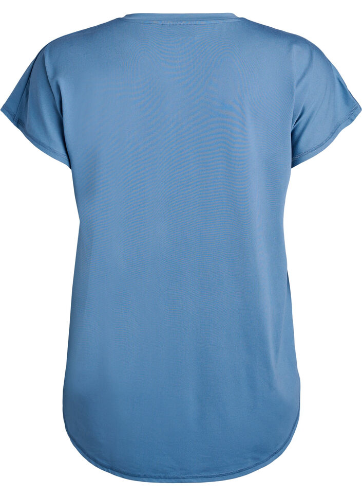 Kurzarm Trainingsshirt mit V-Ausschnitt, Petrol, Packshot image number 1