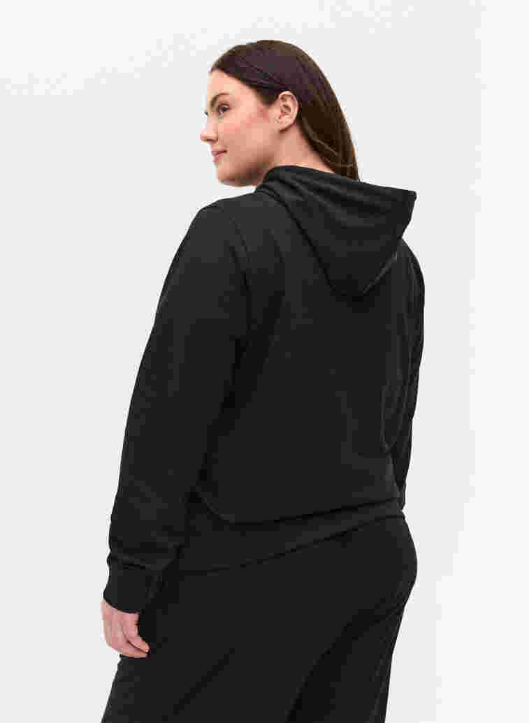 Sweatcardigan mit Reißverschluss und Kapuze, Black, Model image number 1