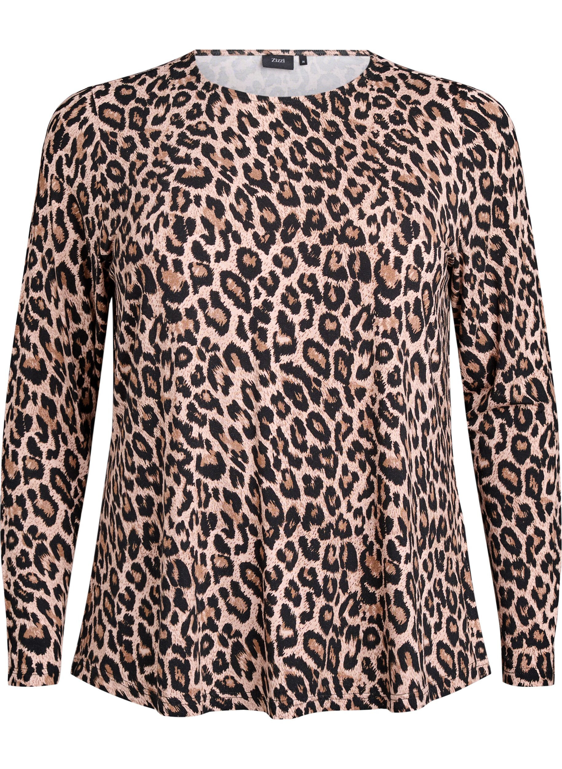 ZizziLang&auml;rmlige Bluse mit Leopardenmuster, Braun, Packshot image number 0