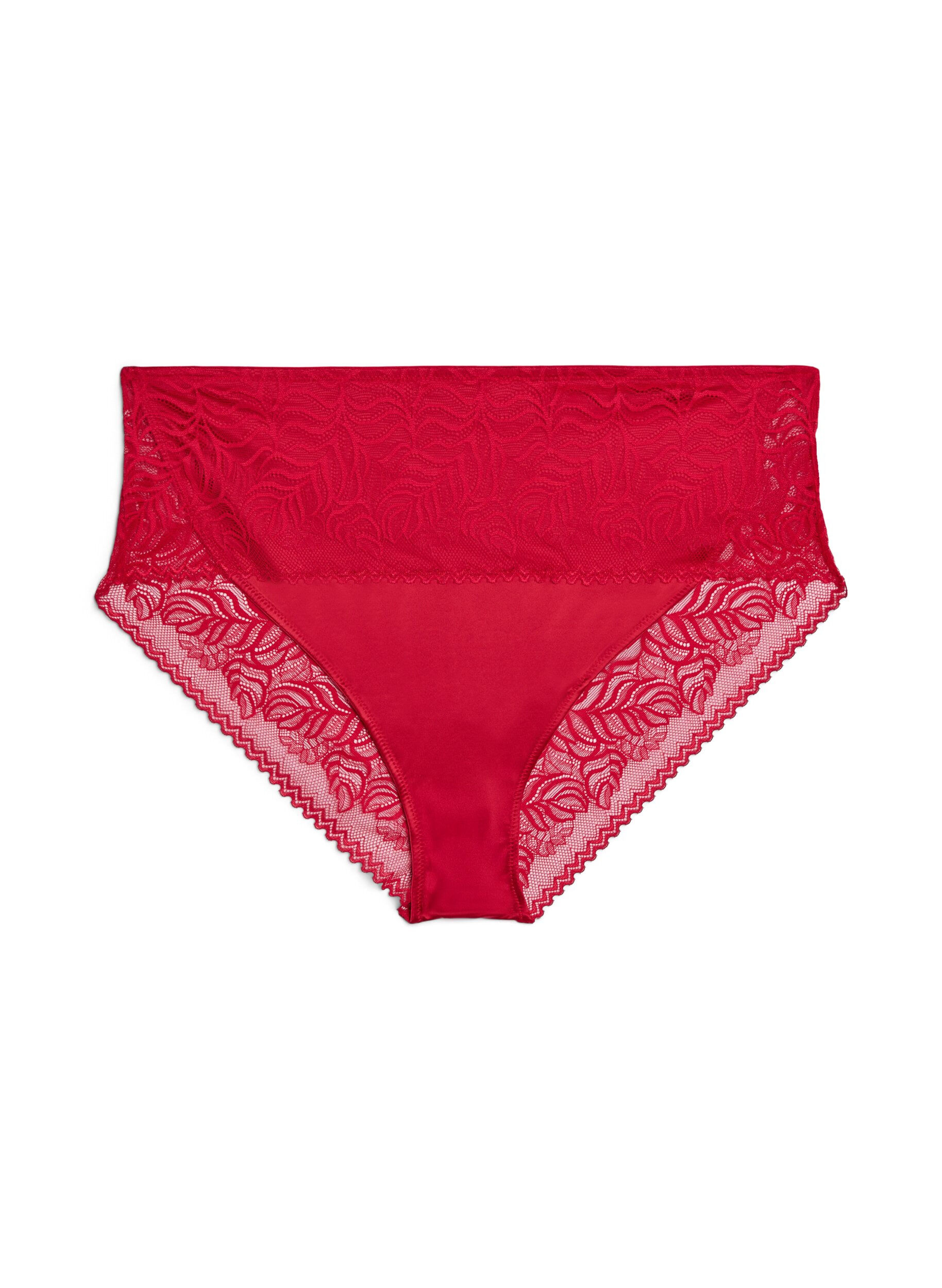 Zizzi Tai-Slip aus Spitze und gl&auml;nzender Mikrofaser, Rot, Packshot image number 0