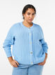 Zopfmuster-Strickjacke mit goldenen Kn&ouml;pfen, Blau, Model image number 0