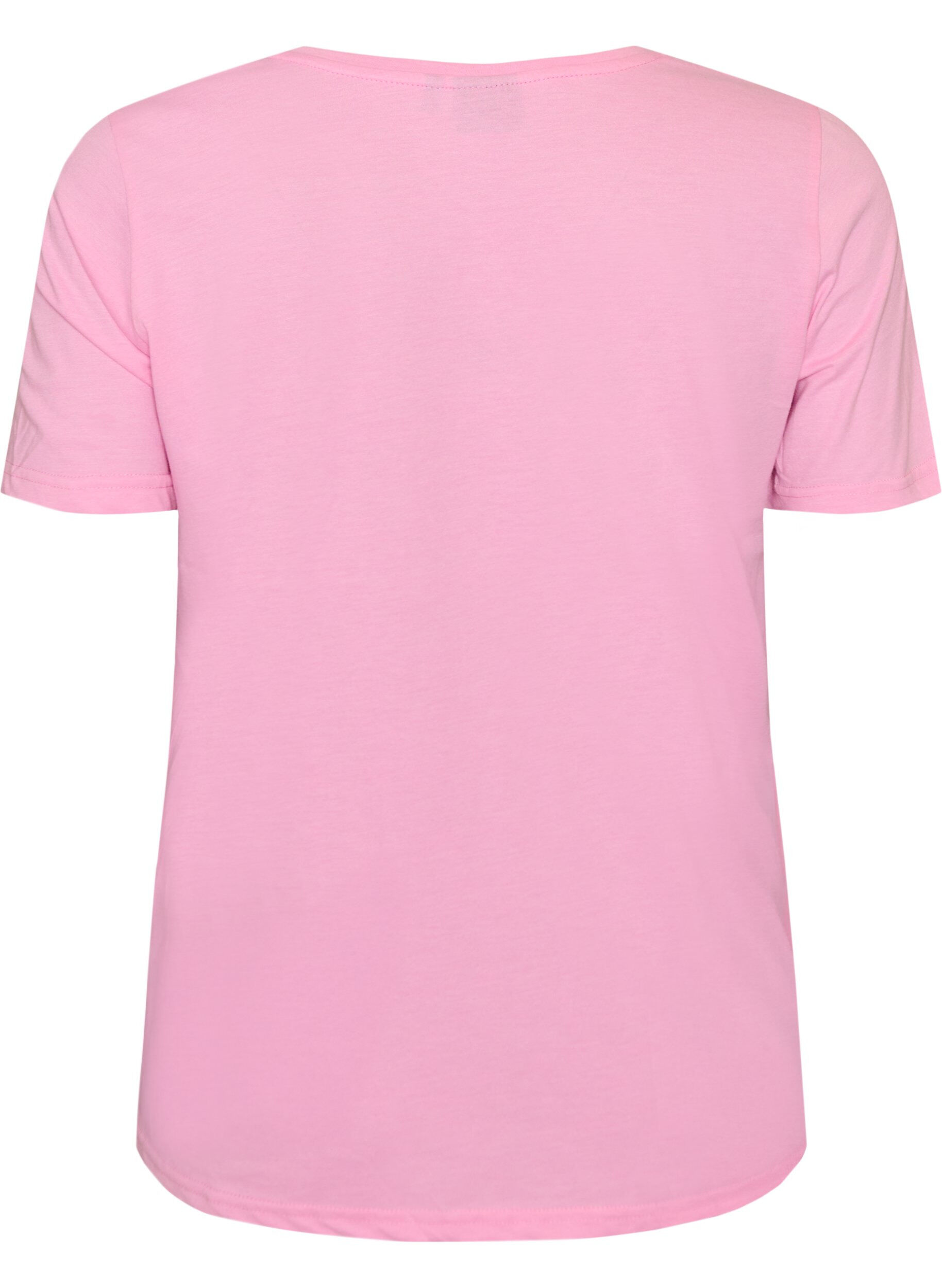 Zizzi T-Shirt mit V-Ausschnitt, Pink, Packshot image number 1