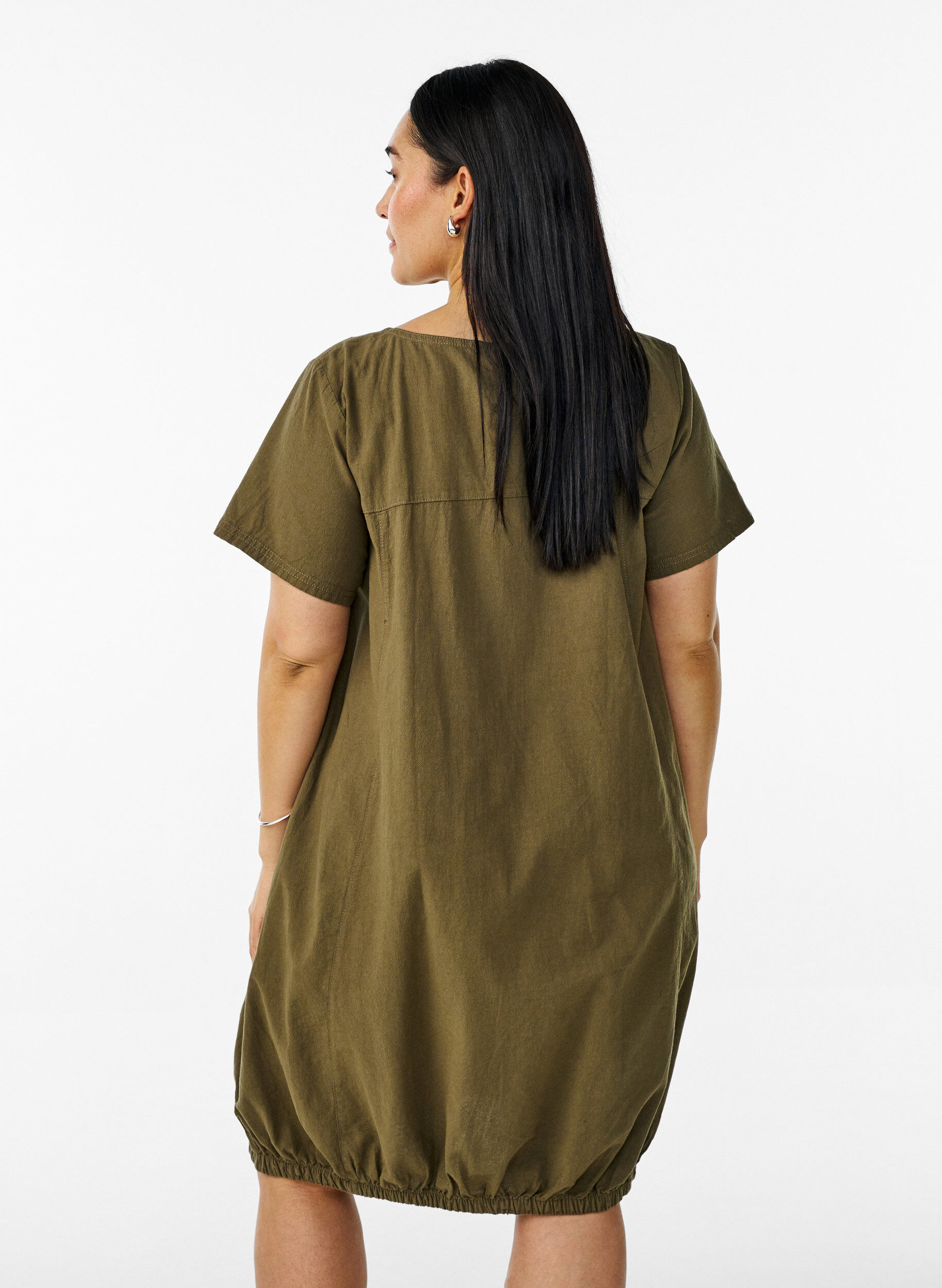 ZizziKurzarm Kleid aus Baumwolle, Gr&uuml;n, Model image number 2