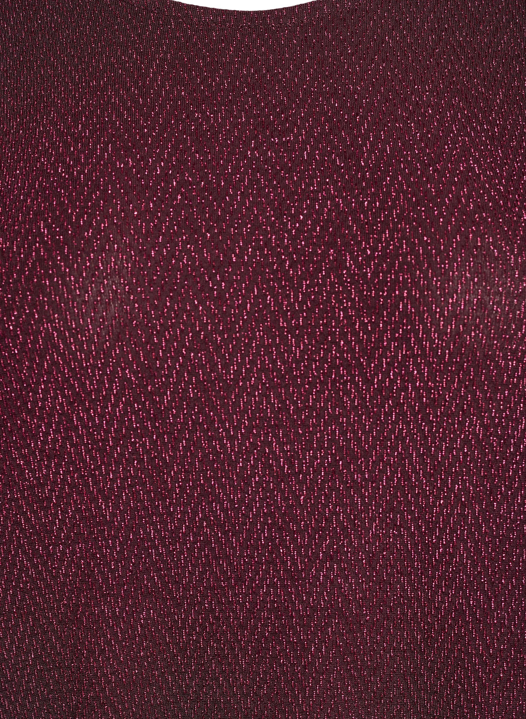 Zizzi Bluse mit Glitzermuster und 3/4-&Auml;rmeln, Dunkles Bordeaux, Packshot image number 2