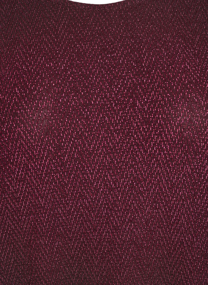 Bluse mit Glitzermuster und 3/4-Ärmeln, Dunkles Bordeaux, Packshot image number 2