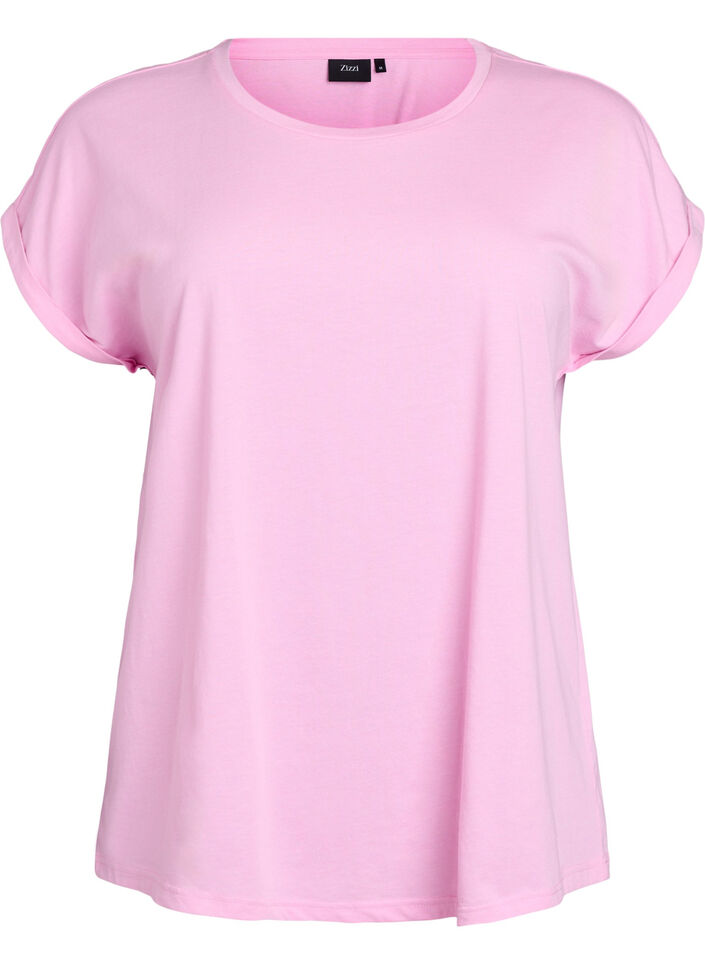 T-Shirt aus Baumwollmischung mit kurzen &Auml;rmeln, Pink, Packshot image number 0