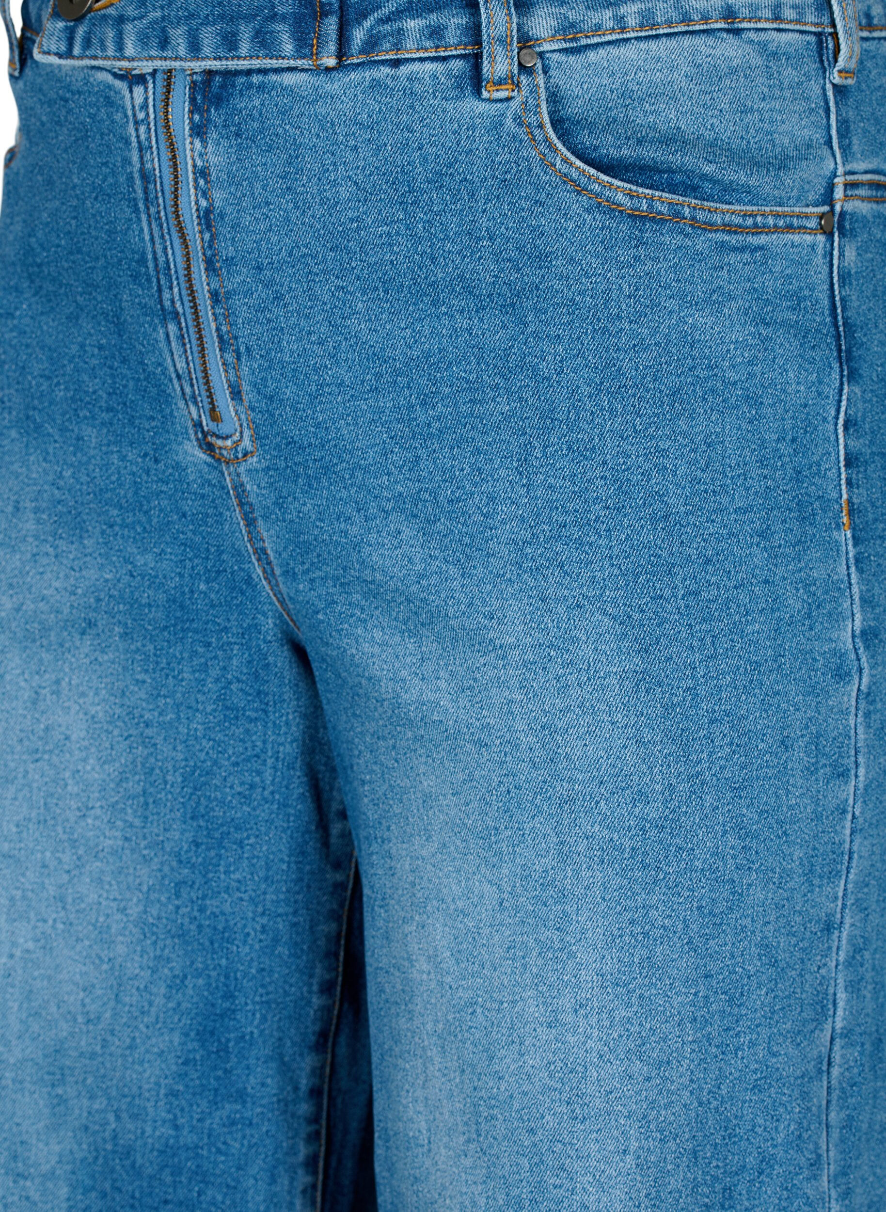 Zizzi Cropped Jeans mit breitem Bein, Blau, Packshot image number 2