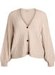 Strickjacke mit Rippstruktur und Ballonärmeln, Beige, Packshot image number 0