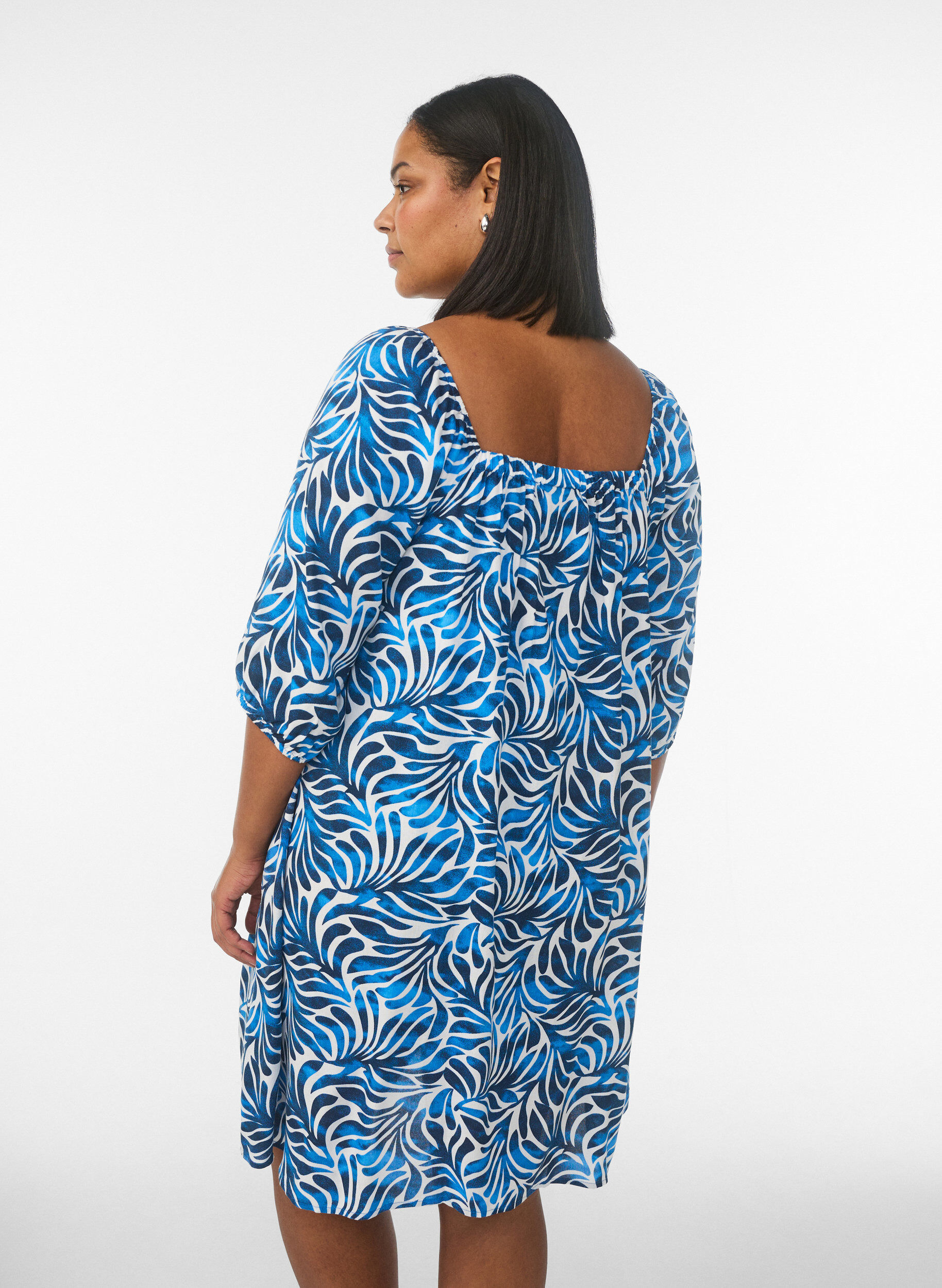 Zizzi Strandkleid aus Viskose mit Print, Blau, Model image number 2