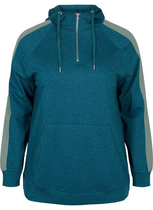 Sweatshirt mit Reißverschluss und Kapuze, Deep Teal, Packshot image number 0