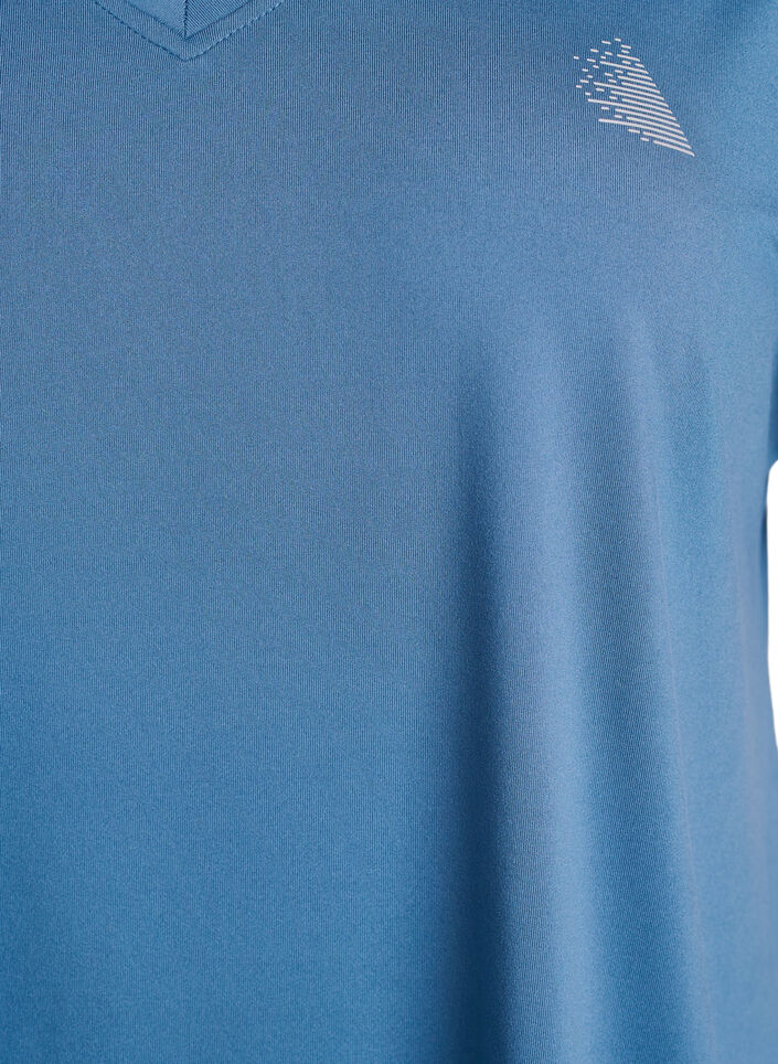 Kurzarm Trainingsshirt mit V-Ausschnitt, Petrol, Packshot image number 2
