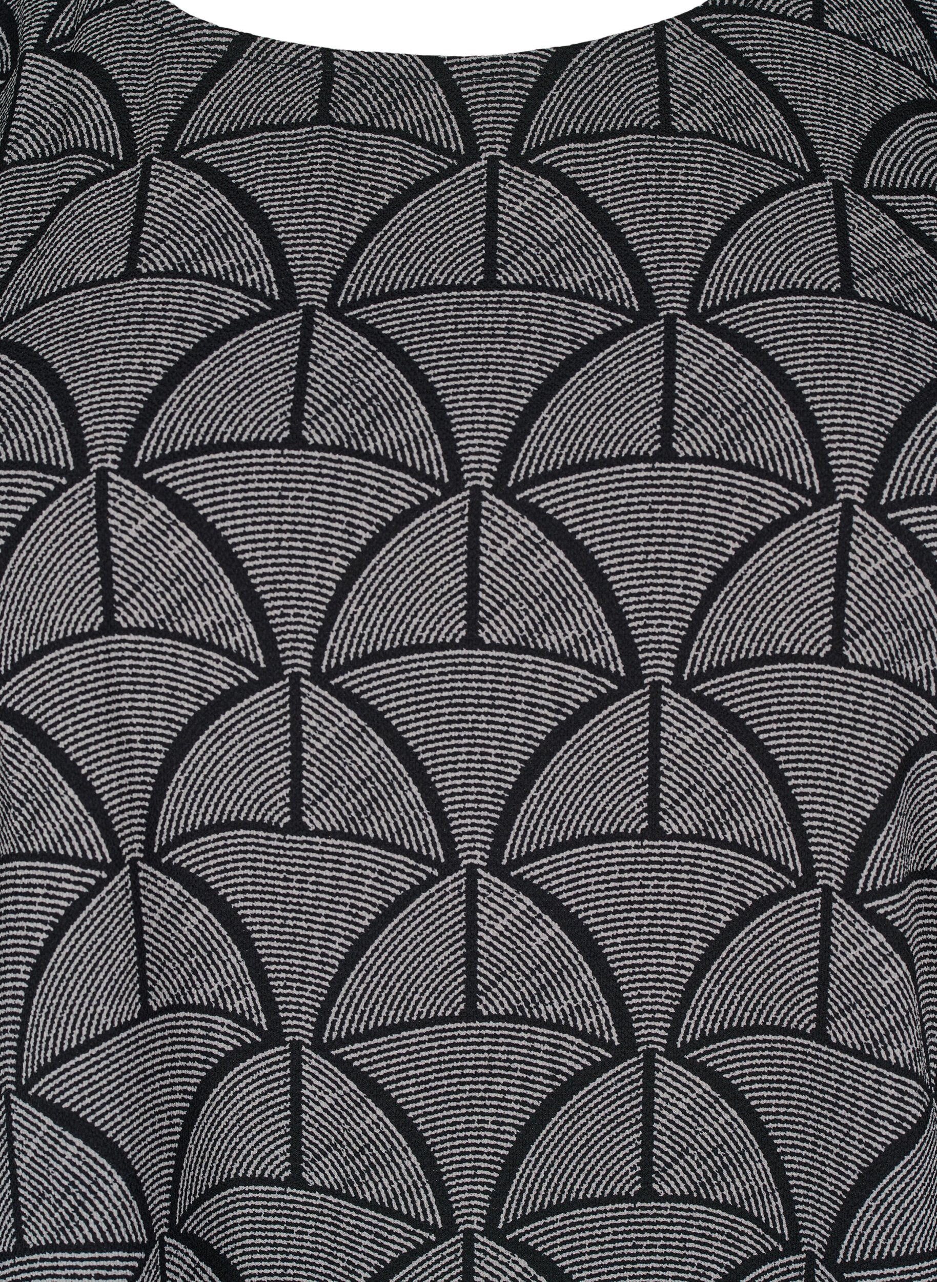 Zizzi Bluse mit kurzen &Auml;rmeln und Print, Black Grey Graphic , Packshot image number 2