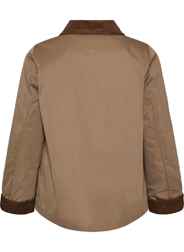 Leicht wattierte Jacke mit Cordkragen, Braun, Packshot image number 1