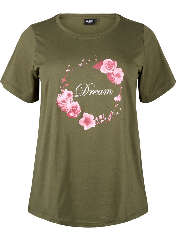 FLASH - T-Shirt mit Motiv, Olive Night Flower, Packshot image number 0