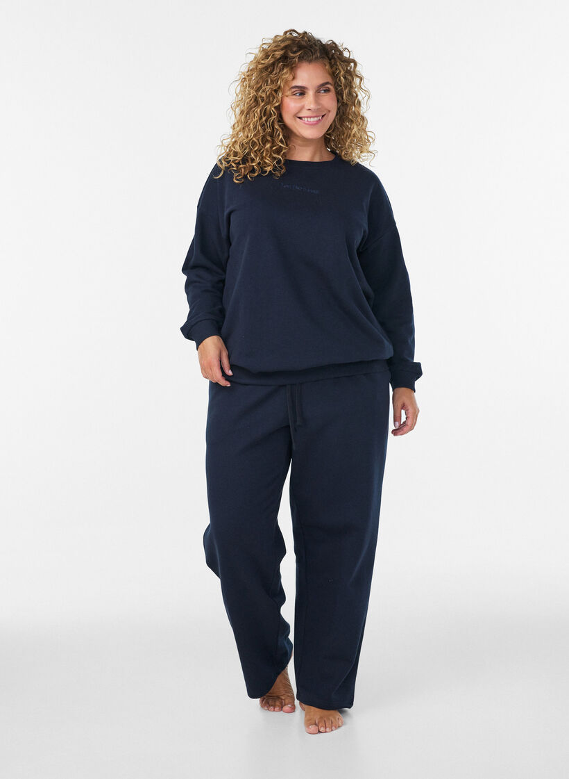 Sweatshirt mit Textaufdruck, Blau, Model image number 1