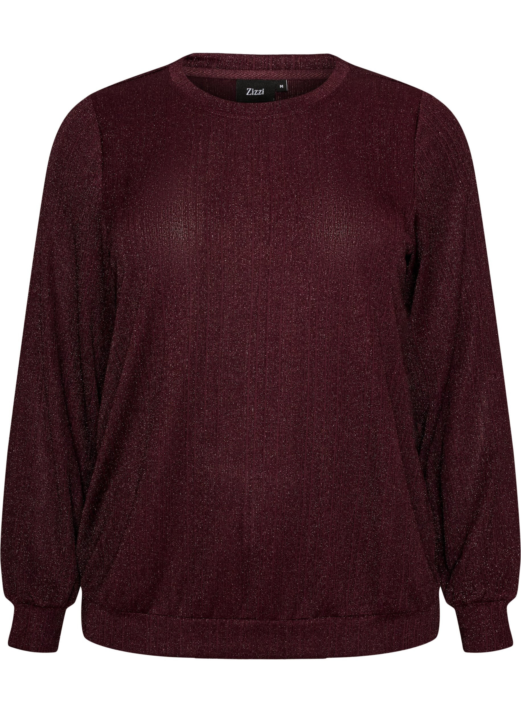 ZizziBluse mit vertikaler Struktur und Glitzerfaden, Rot, Packshot image number 0