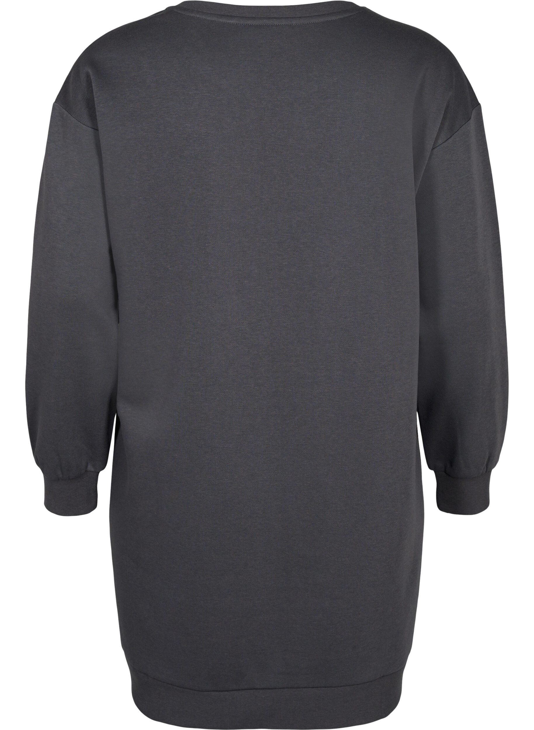 Zizzi Sweatkleid mit gestickten Details, Dark Grey, Packshot image number 1