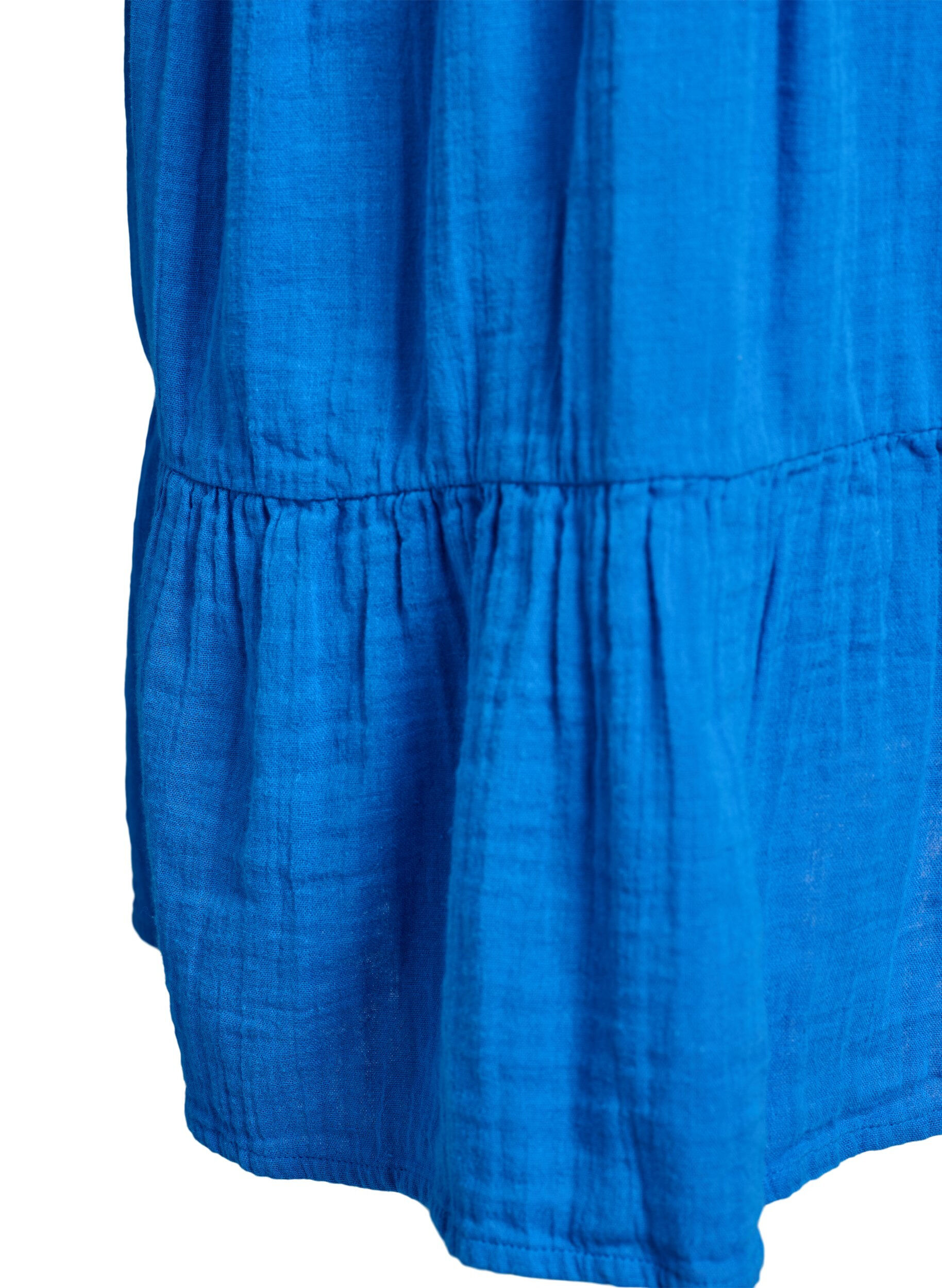 ZizziKurzes A-Linien-Kleid aus Baumwollmusselin, Blau, Packshot image number 3