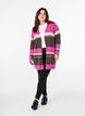 Lange Strickjacke mit breiten Streifen, Pink, Model image number 1