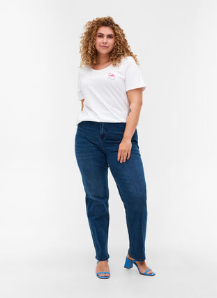 T-Shirt mit Print, White Flamingo, Model image number 2