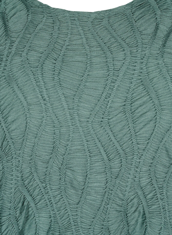 Kurzes Kleid mit Struktur und 3/4-Ärmeln, Grün, Packshot image number 2