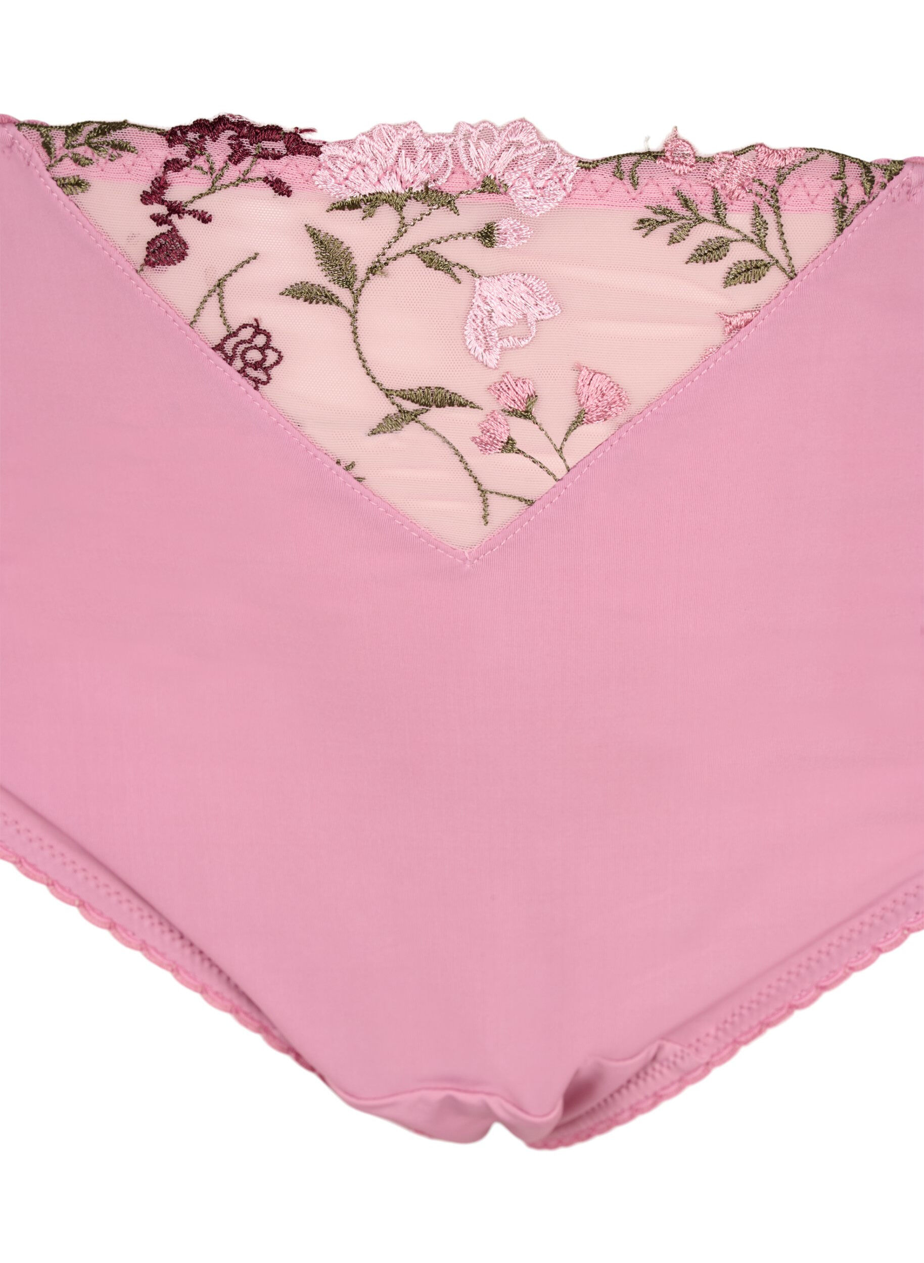 Zizzi Tai-Slip aus Mikrofaser mit gestickten Bl&uuml;ten, Rot, Packshot image number 2