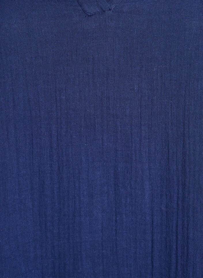 Kurzes A-Linien-Kleid aus Baumwollmusselin, Blau, Packshot image number 2