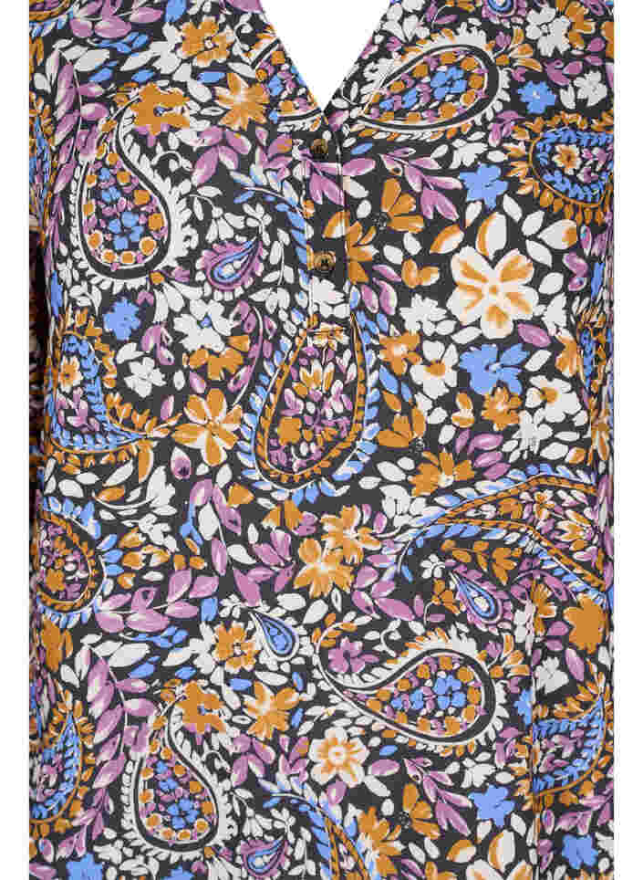 Bluse aus 100% Viskose mit Blumendruck, Black G. Sky Paisley, Packshot image number 2