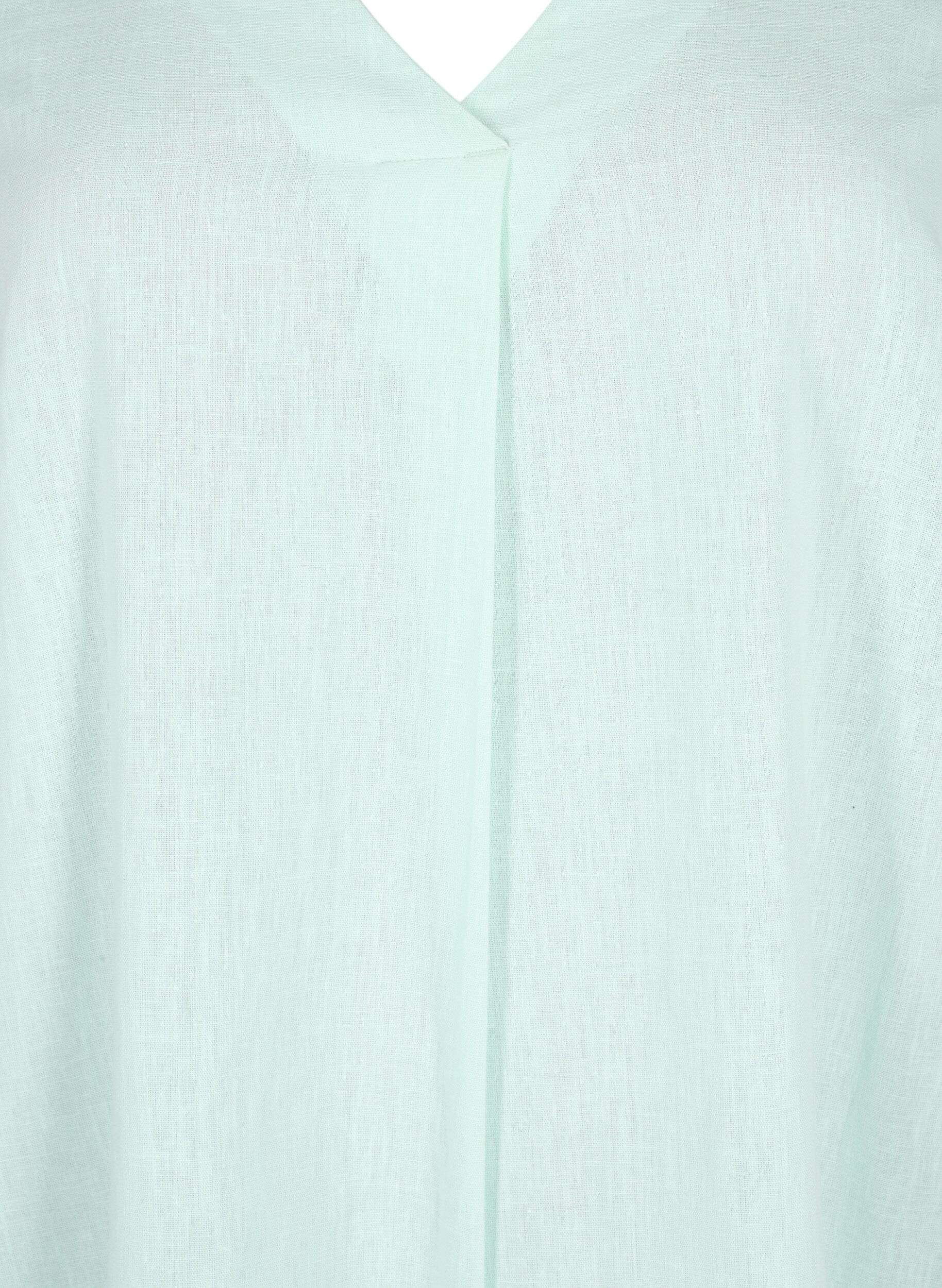 Zizzi Kaftan-Kleid aus Baumwollmischung mit Leinen, Gr&uuml;n, Packshot image number 2