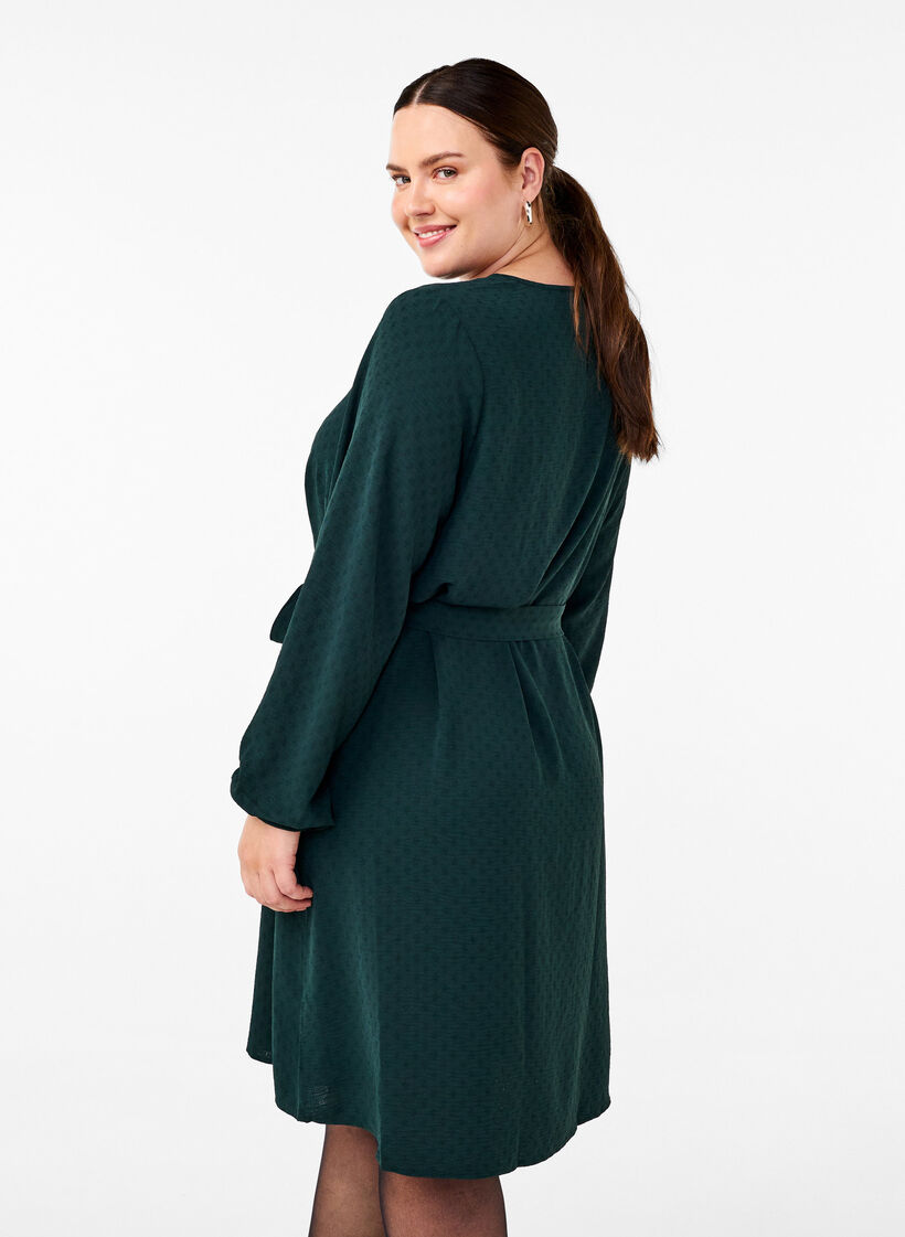 Kurzes Kleid mit Struktur und Bindeg&uuml;rtel, Scarab, Model image number 1