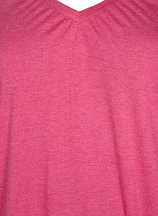 Meliertes T-Shirt mit elastischem Saum, Beetroot Purple Mél, Packshot image number 2