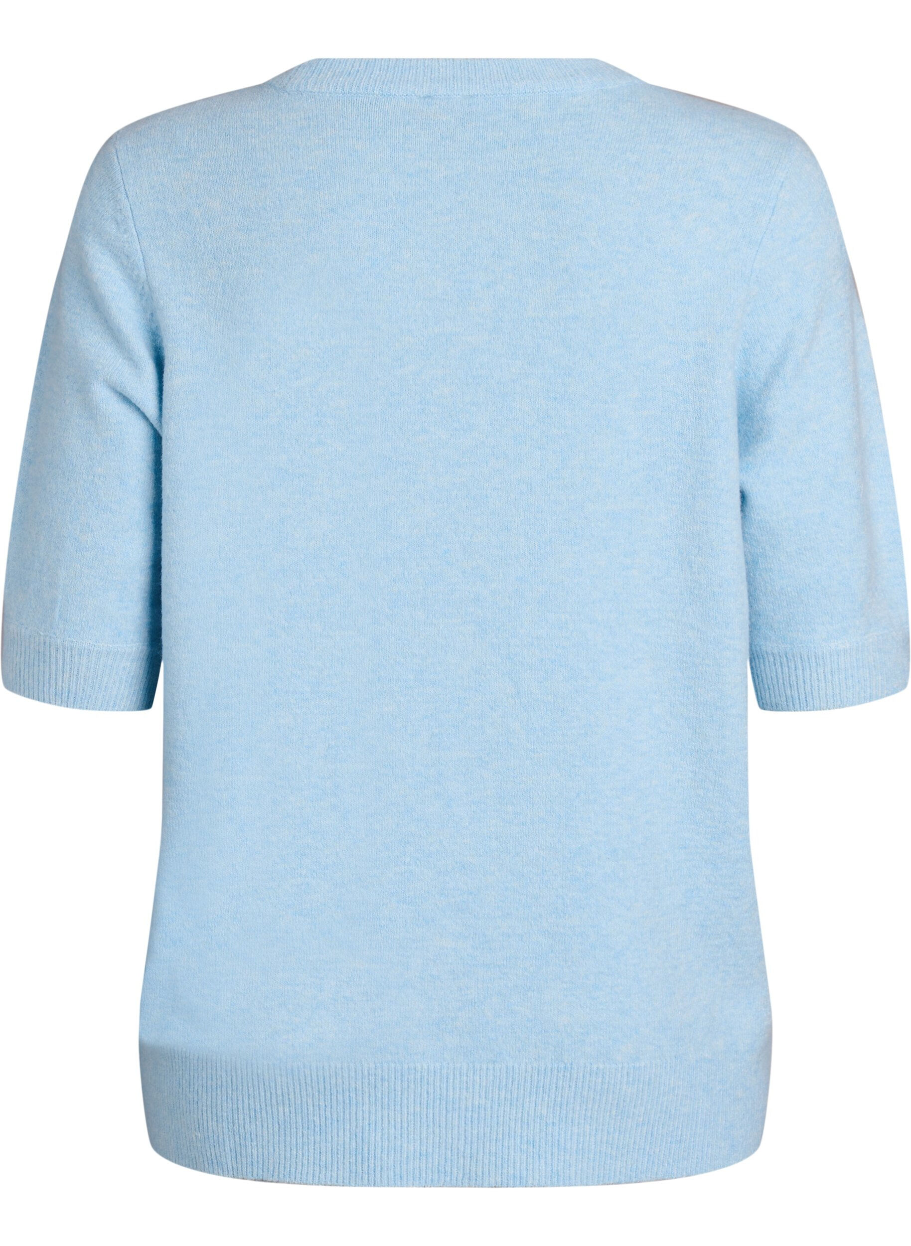 Zizzi Bluse aus Strick mit kurzen &Auml;rmeln, Blau, Packshot image number 1
