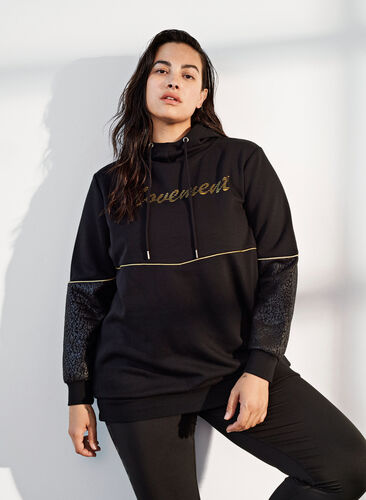 Sweatshirt mit Print und Kapuze, Black, Image image number 0