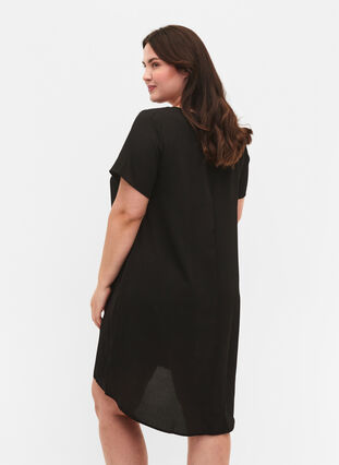 Kleid mit Aufdruck und kurzen Ärmeln, Black, Model image number 1