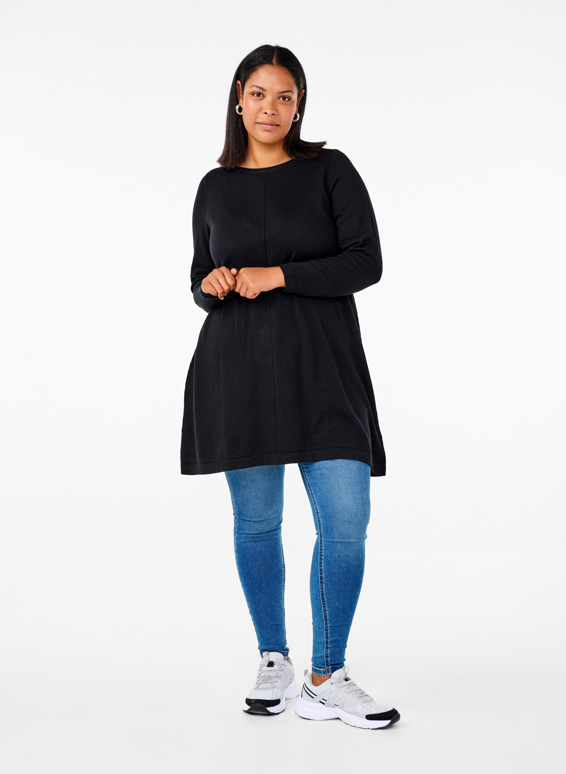 ZizziStrickkleid aus Baumwoll-Viskose-Mischung, Schwarz, Model image number 1
