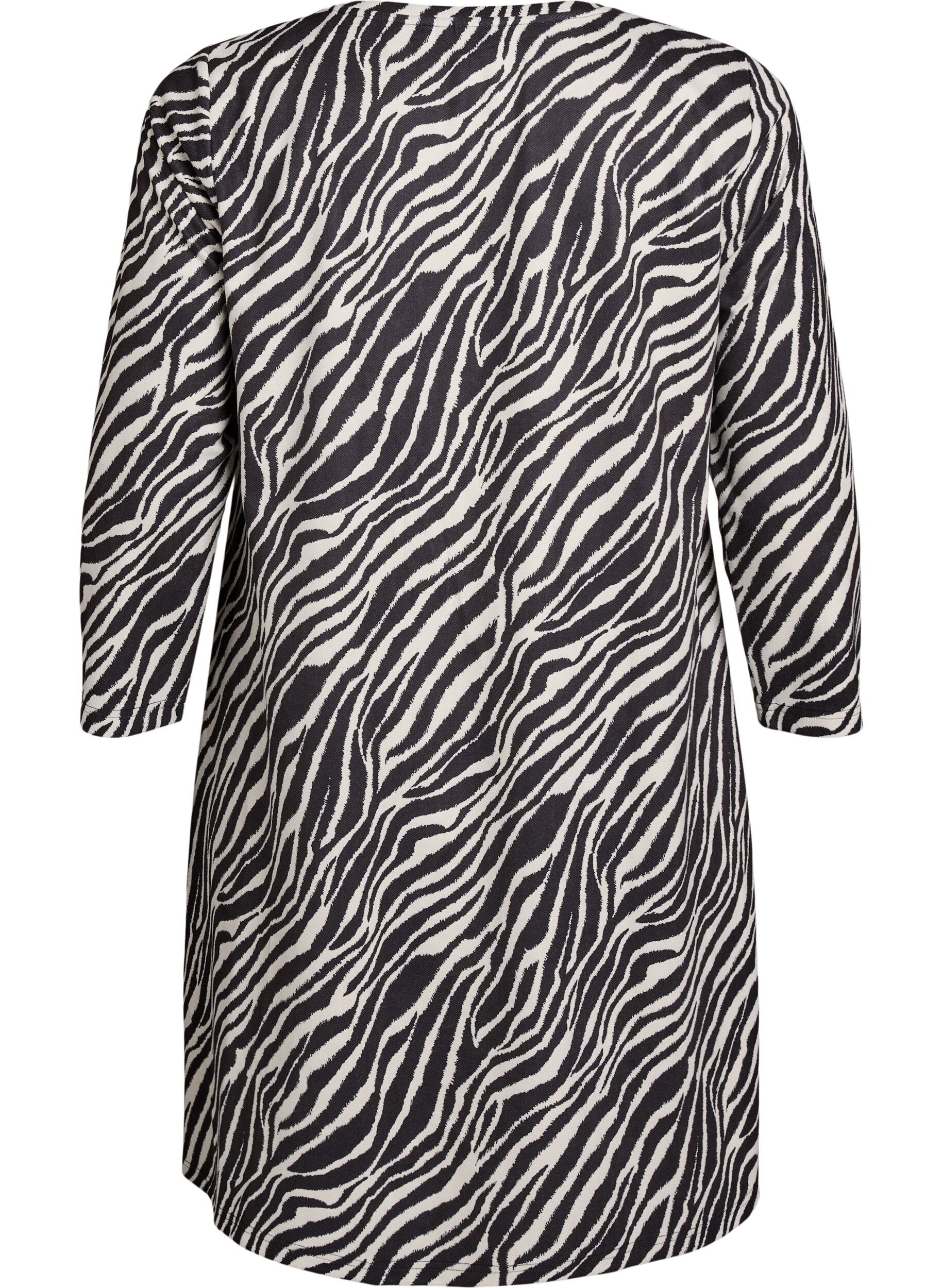 Zizzi Kurzes A-Linien-Kleid mit 7/8-&Auml;rmeln, Schwarz, Packshot image number 1