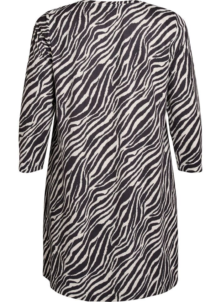 Kurzes A-Linien-Kleid mit 7/8-Ärmeln, Schwarz, Packshot image number 1