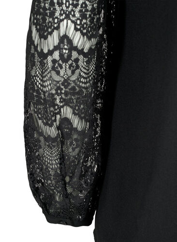 Langärmelige Bluse mit Spitze, Black, Packshot image number 3
