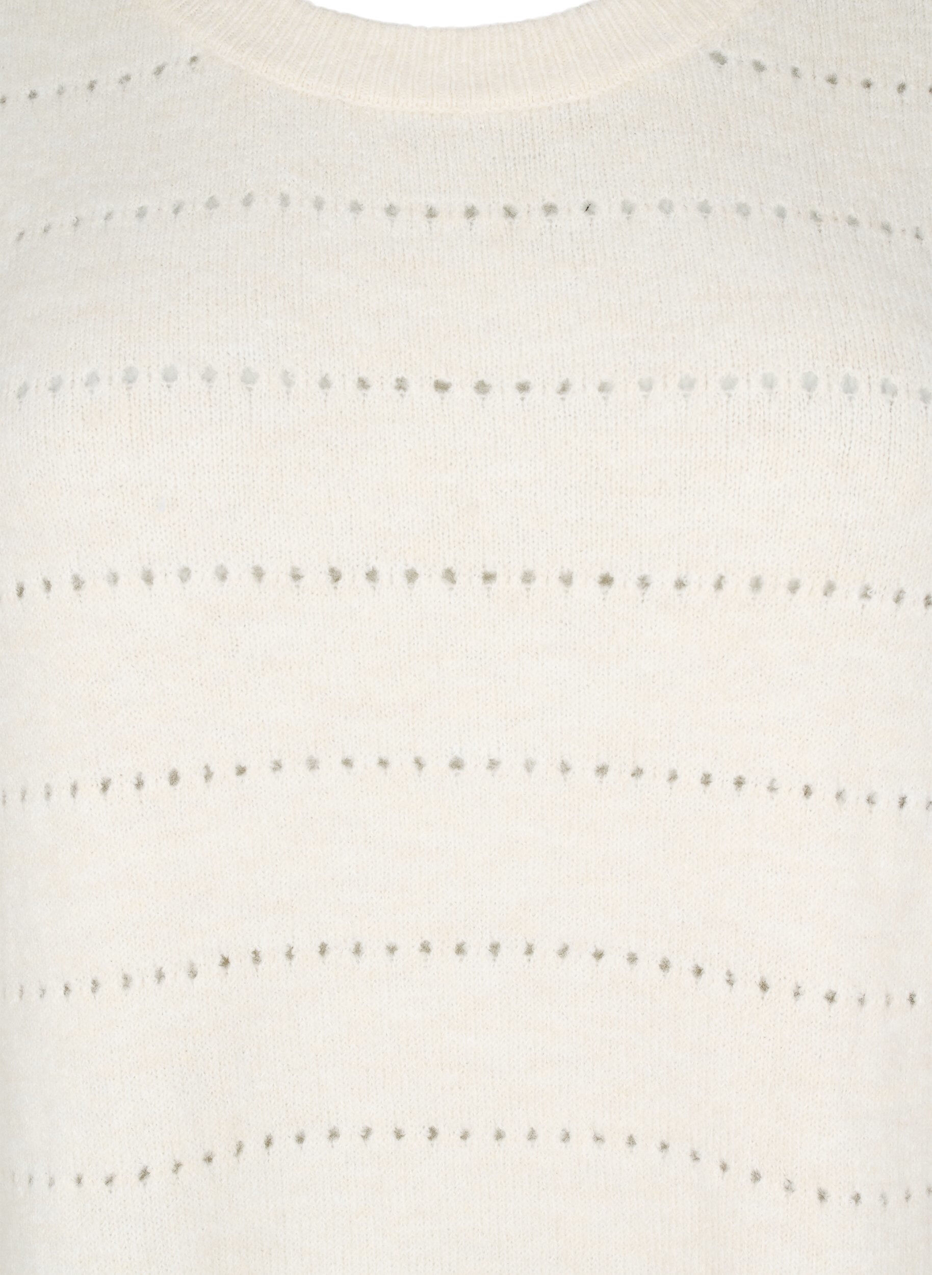 Zizzi Strickkleid mit Schlitzen und Lochmuster, Birch Mel., Packshot image number 2