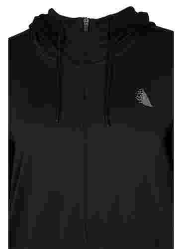 Trainings-Cardigan mit Reißverschluss und Kapuze, Black, Packshot image number 2