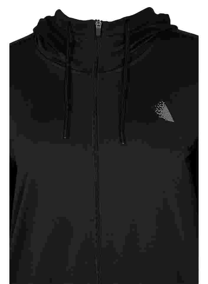 Trainings-Cardigan mit Reißverschluss und Kapuze, Black, Packshot image number 2