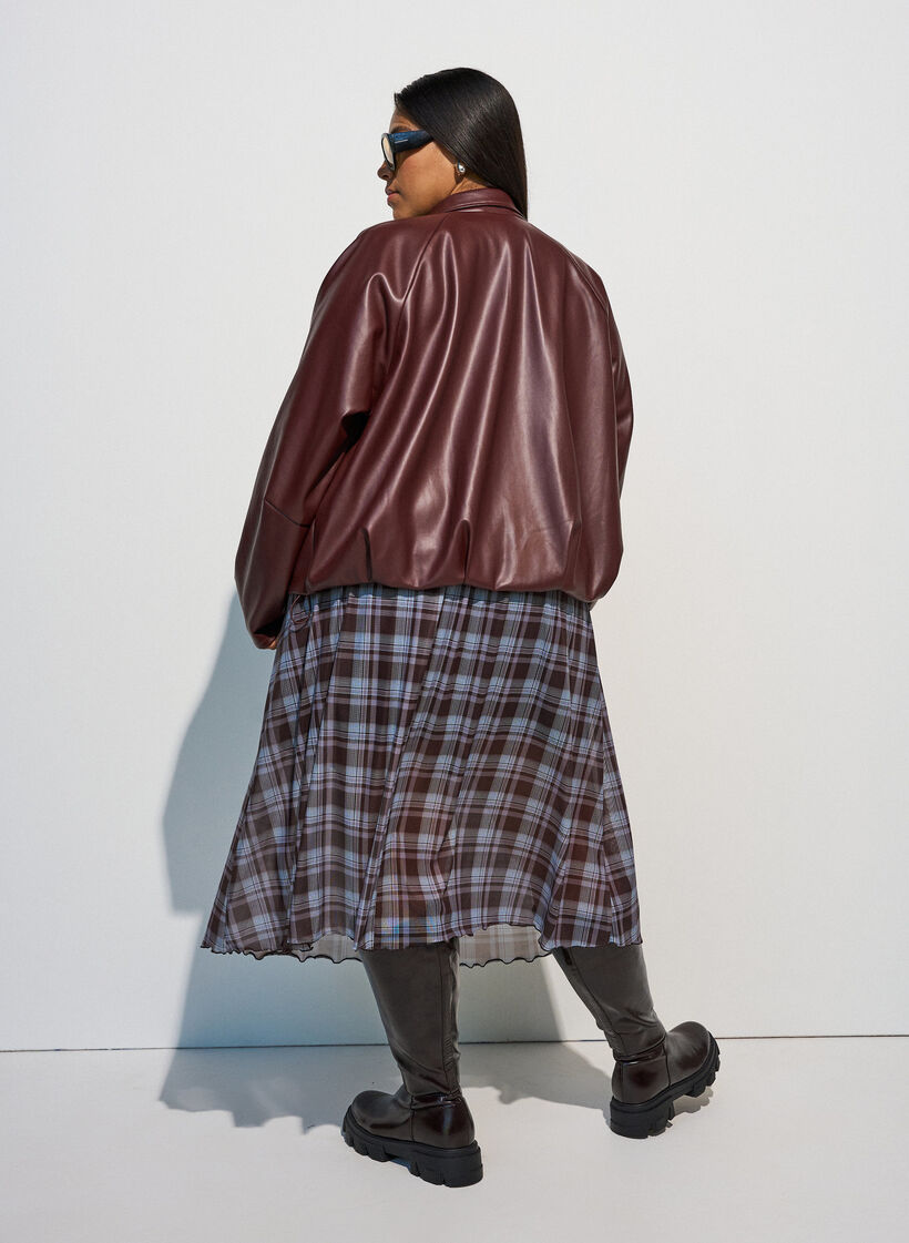 Karierter Midi-Rock aus Mesh, Blau, Model image number 1