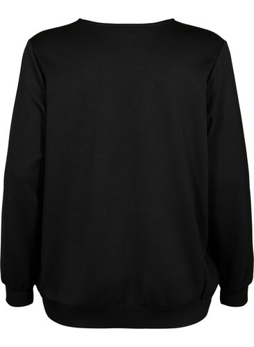 Sweatshirt mit V-Ausschnitt und Tasche, Black, Packshot image number 1